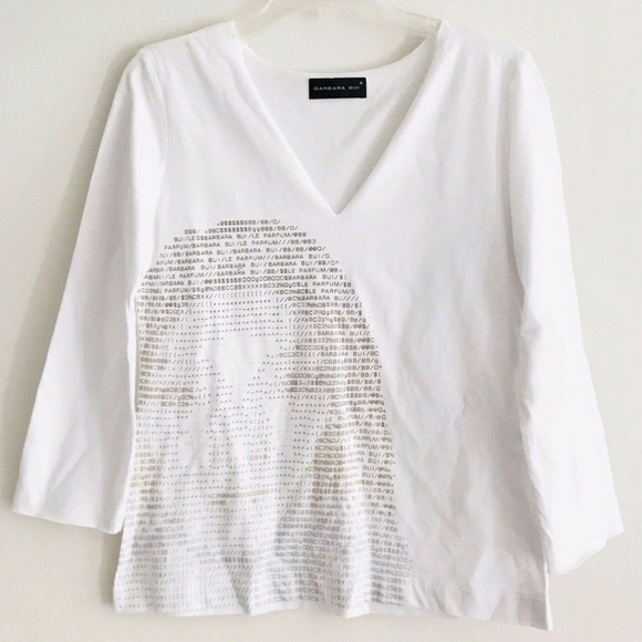 Barbara Bui | Graphic Tee Womens White V-neck - Picture 1 of 9